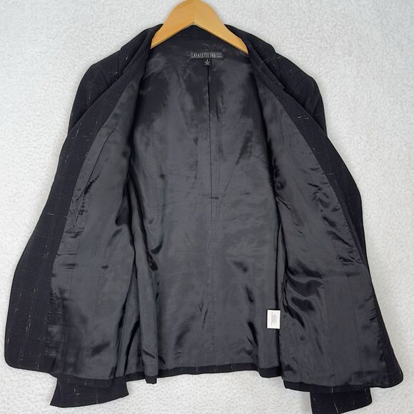 Lafayette 148 New York Wool Silk Blazer Jacket Black Size 8 Career Classic - Picture 9 of 14
